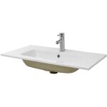 Luxebath - ml - design lavabo en cramique blanc, 81x16, 5x46 cm, rectangulaire, vasque  poser moderne, ...