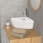 Ml - design lavabo en cramique blanc brillant, 46x33x13 cm, anguleux, vasque  poser sur plan de toilette, ...
