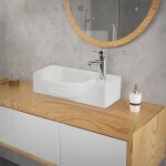 Ml - design lavabo en c�ramique, blanc, ovale, 44, 5x25, 5x12 cm, trou pour robinetterie � droite, montage ...