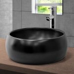 Luxebath - ml - design lavabo en cramique noir  400x155 mm, design rond, vasque  poser moderne, lavabo ...