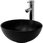 Luxebath - ml - design lavabo en c�ramique noir mat, � 32x13, 5 cm, rond, �vier avec trou d'�vacuation, ...