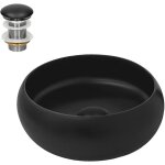 Luxebath - ml - design lavabo en c�ramique noir mat, � 35 x 12 cm, vasque � poser rond, moderne, cuvette ...
