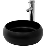 Luxebath - ml - design lavabo en cramique noir mat,  35 x 12 cm, vasque  poser ronde, lave - mains ...