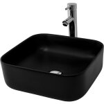 Luxebath - ml - design lavabo en cramique noir mat, 395x395x140 mm, vasque  poser rectangulaire, lave ...