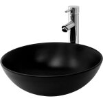 Luxebath - ml - design lavabo en cramique noir mat,  40x14, 5 cm, vasque  poser ronde, lave - mains ...
