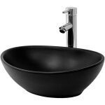 Luxebath - ml - design lavabo en cramique noir mat, 410x335x145 mm, vasque  poser ovale, cuvette avec ...