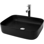 Luxebath - ml - design lavabo en cramique noir mat, 510x405x135 mm, vasque  poser rectangulaire, lave ...