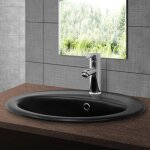 Luxebath - ml - design lavabo en c�ramique noir mat, 57x48, 5x19, 5 cm, design ovale, vasque � encastr� ...