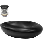 Luxebath - ml - design lavabo en cramique noir mat 58, 5x37, 5x14, 5 cm avec garniture de vidage 1 1 ...