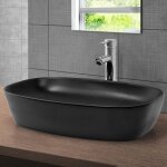 Luxebath - ml - design lavabo en c�ramique noir mat 605x385x140 mm, ovale, vasque � poser moderne, lavabo ...