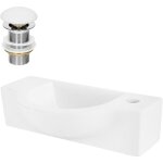 Ml - design lavabo en c�ramique ovale blanc 44, 5x25, 5x12 cm, avec vidage blanche, trou pour robinetterie ...
