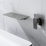 Lavabo enti�rement en cuivre gris anthracite avec double poign�e, robinet encastr� pour eau chaude et ...