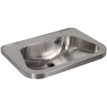 Sanela - lavabos en inox - lavabo avec trop - plein 560x420 mm, sans trou pour robinetterie, inox slun ...