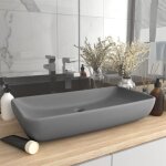 Maison chic - lavabo  poser de luxe lavabo vasque salle de bain / de luxe rectangulaire gris clair mat ...