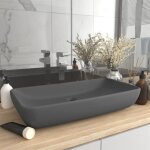 Lavabo � poser de luxe lavabo vasque salle de bain rectangulaire gris fonc� mat 71x38 cm c�ramique