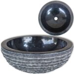 Maison chic - lavabo marbre lavabo  poser lavabo vasque salle de bain / 40 cm noir