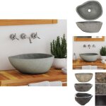 Lavabo en pierre de rivi�re ovale (37 - 46)x(29 - 36) cm - lave - mains oval - lavabo en pierre - lavabo ...