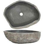 Maison chic - lavabo � poser en pierre de rivi�re lavabo vasque salle de bain / ovale 46 - 52 cm