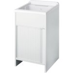 Lavabo en pvc en kit 50x50 pour intrieur / extrieur avec fermeture conomiseuse d?espace blanc
