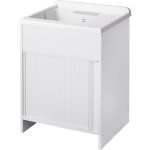 Lavabo en pvc en kit 60x60 pour intrieur / extrieur avec fermeture conomiseuse d?espace blanc