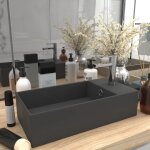 Lavabo de salle de bain avec trop - plein c�ramique gris fonc�