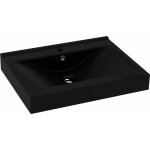 Helloshop26 ? lavabo c�ramique noir mat 60x46 cm ? vasque � encastrer avec trou de robinet ? design moderne ...