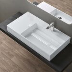 Doporro - lavabo suspendu blanc 100cm vasque  poser avec bonde lave mains rectangulaire de qualit pour ...