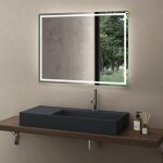 Doporro - lavabo suspendu gris noir mat 100cm vasque  poser avec bonde lave mains rectangulaire de qualit ...