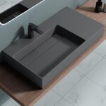 Doporro - lavabo suspendu gris noir mat 90cm vasque  poser avec bonde lave mains rectangulaire de qualit ...