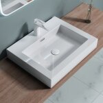 Doporro - lavabo suspendu vasque � poser blanc 60cm lave mains rectangulaire colossum18 60x48x10cm