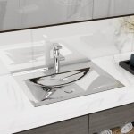 The living store lavabo avec trop - plein 60x46x16 cm c�ramique argent� - lavabo c�ramique - lavabo rectangle ...