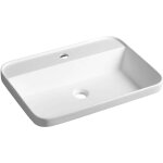 Sapho - lavabos - vasque � poser 6x4 cm, sans trop - plein, trou de robinetterie, blanc mat be755