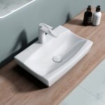 Doporro - lavabo vasque �vier � poser lave mains blanc en c�ramique design bruxelles152b 47x32x10cm