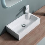 Doporro - lavabo vasque  poser lave mains en solid surface colossum 101 rectangulaire blanc pour toilettes ...