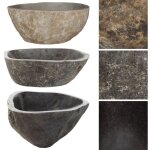 Bonnevie - lavabo vasque � poser luxueux, bac � laver, en pierre de rivi�re ovale 38 - 45 cm oib9351e ...