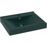 Bonnevie - lavabo vasque � poser luxueux, bac � laver, avec trou de robinet vert fonc� mat 60x46 cm c�ramique ...