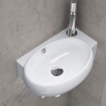 Doporro - lavabo vasque � monter au mur lave mains � suspendre � poser blanc traitement anticalaire en ...