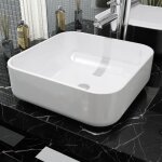 Maison chic - lavabo  poser lavabo vasque salle de bain / carr cramique blanc 38x38x13, 5 cm
