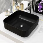 Maison chic - lavabo � poser lavabo vasque salle de bain / carr� c�ramique noir 38 x 38 x 13, 5 cm