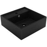 Maison chic - lavabo  poser lavabo vasque salle de bain / carr de luxe  trop - plein noir mat 41x41 ...