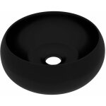 Lavabo vasque salle de bain rond de luxe diam�tre 40 cm c�ramique noir mat