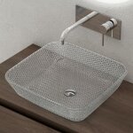 Doporro lavabo  poser vasque en verre transparent lave mains carr de salle de bains petit lave - mains ...