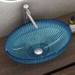 Doporro - lavabo  poser vasque en verre bleu lave mains ovale de salle de bains petit lave - mains pour ...