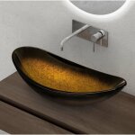 Doporro - lavabo  poser vasque en verre dor lave mains ovale de salle de bains petit lave - mains pour ...