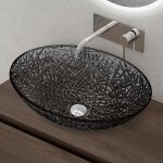 Doporro - lavabo  poser vasque en verre gris lave mains ovale de salle de bains petit lave - mains pour ...