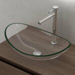 Doporro - lavabo  poser vasque en verre transparent lave mains ovale de salle de bains petit lave - ...