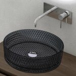 Doporro - lavabo  poser vasque en verre gris lave mains rond de salle de bains petit lave - mains pour ...