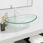 Vidaxl ? lavabo en verre tremp� 54, 5x35x15, 5 cm ? transparent ? installation au - dessus du comptoir ...