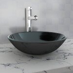 Lavabo verre tremp� - vasque � poser lavabo � poser 42 cm noir bv613939 - bonnevie