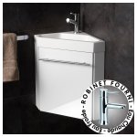 Lave - mains d'angle avec meuble complet blanc brillant et mitigeur eau chaude / eau froide